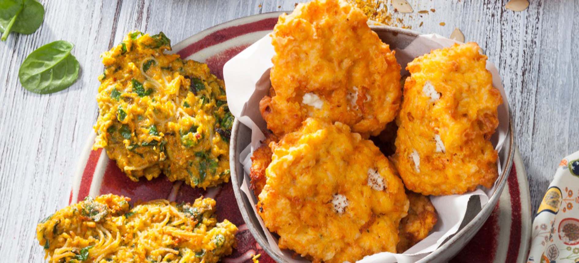Buñuelos de calabaza con espinacas y ricotta