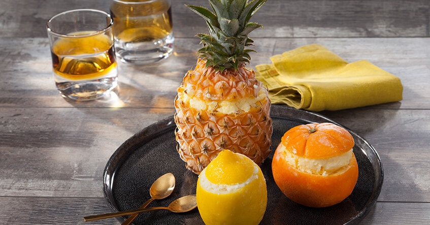 Receta de piña glaseada y cítricos