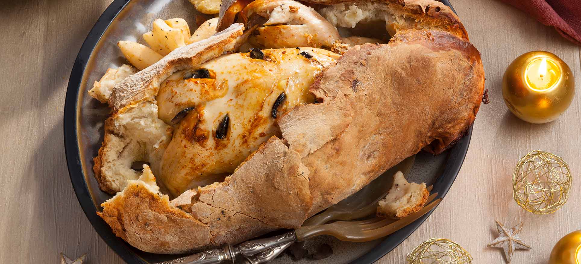 Pollo en una cáscara de pan: receta con trufa y foie gras