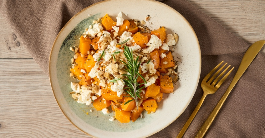 Salteado rápido de calabaza y queso feta